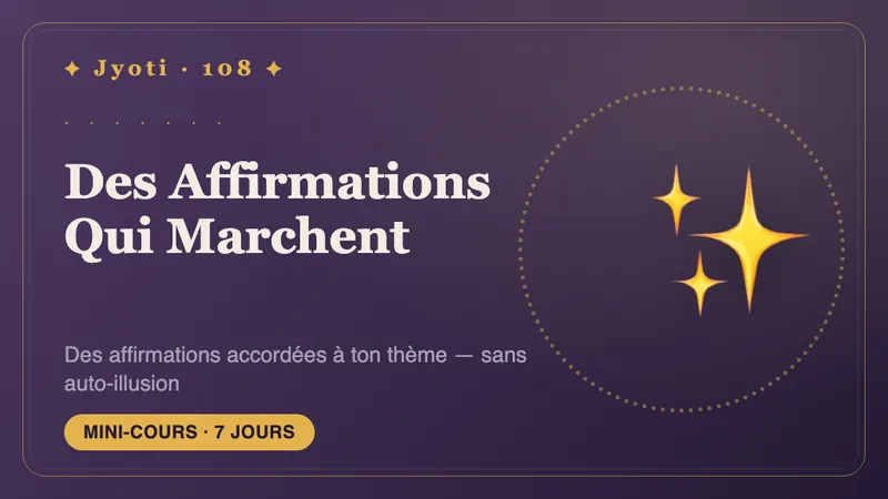 Des Affirmations Qui Marchent : 7 jours — Des affirmations qui ne ressemblent pas à un mensonge envers soi : accordées à votre thème et ancrées dans de petites actions.