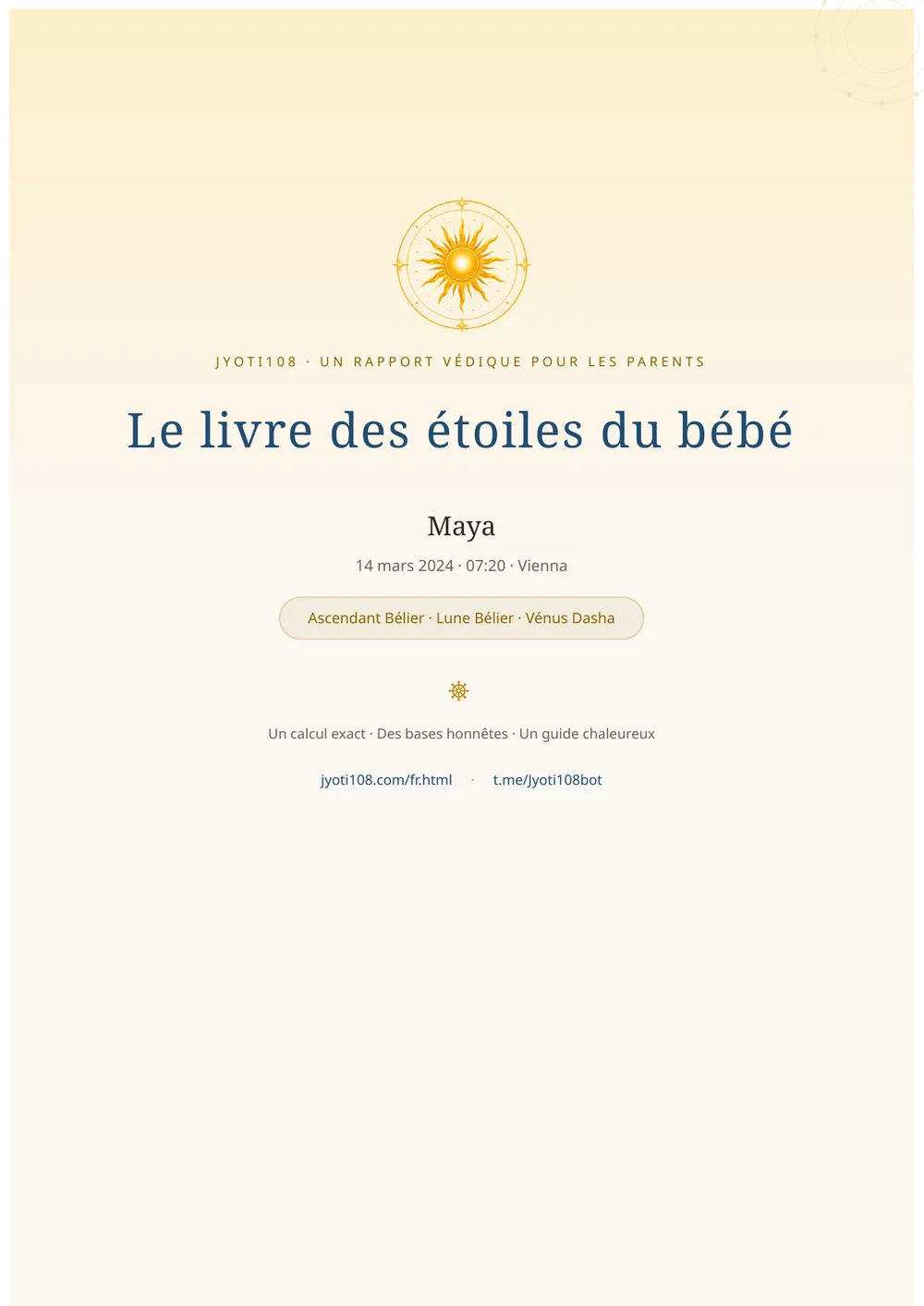 Thème natal de l'enfant — Page d'exemple 1