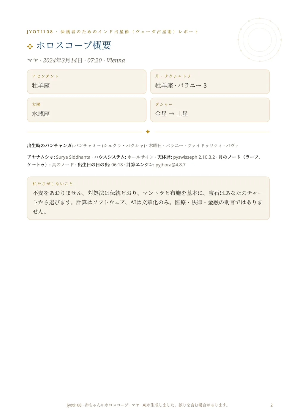お子さまの出生図 — サンプルページ 2