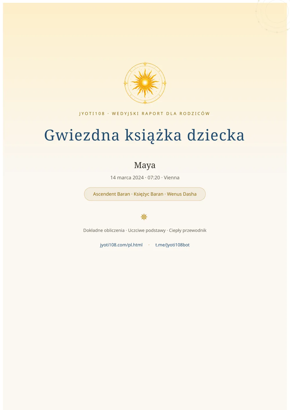 Karta natalna dziecka — Strona przykładowa 1
