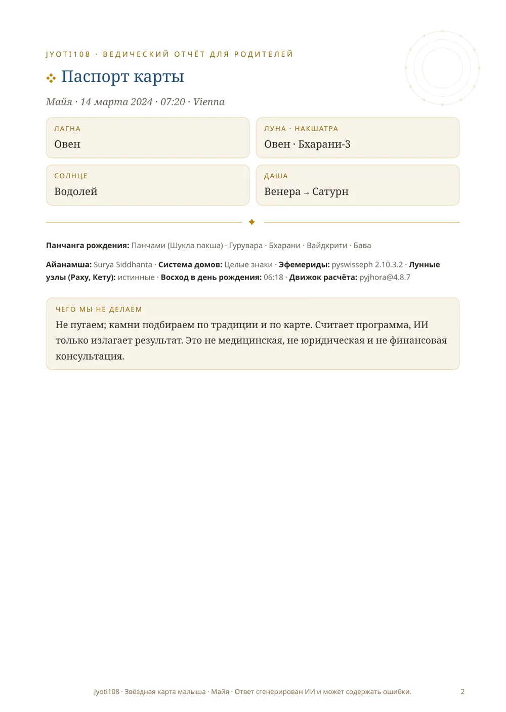 Карта ребёнка — Страница-образец 2