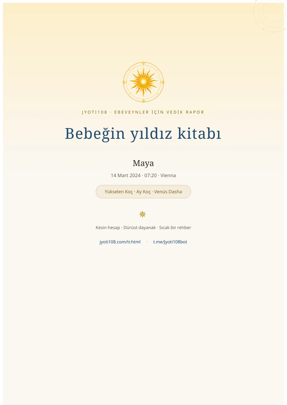 Çocuğun Doğum Haritası — Örnek sayfa 1