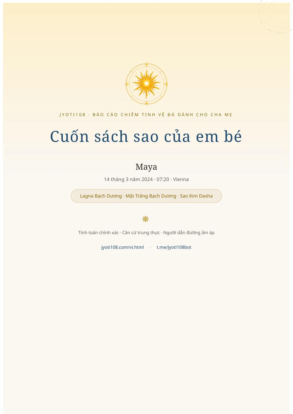 Lá số của con — Trang mẫu 1