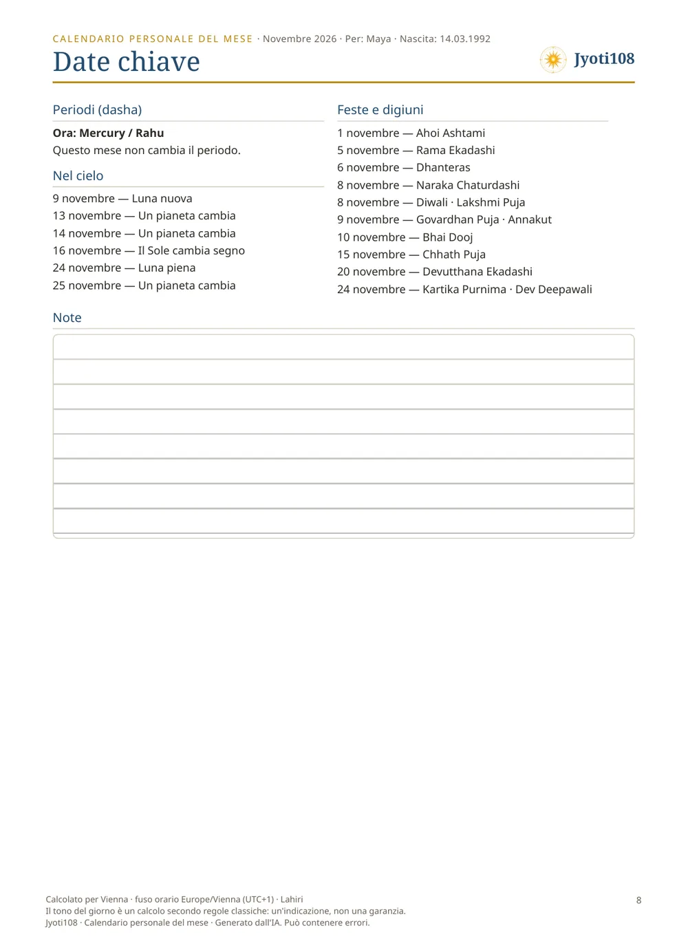 Calendario personale del mese — Pagina di esempio 3