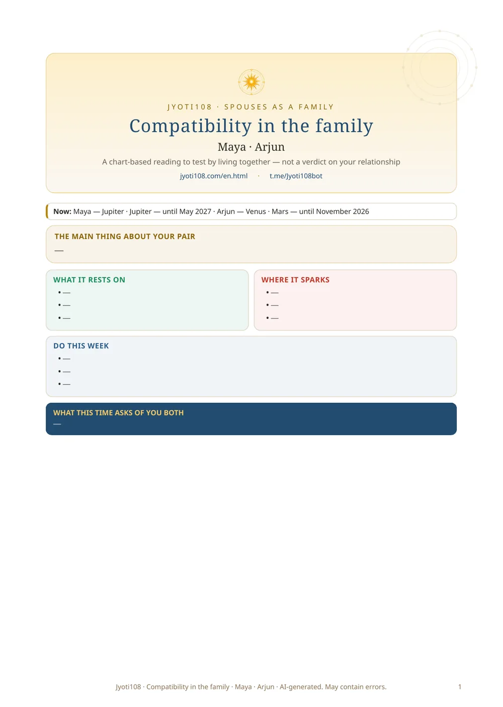 Family Compatibility — Sample page 1