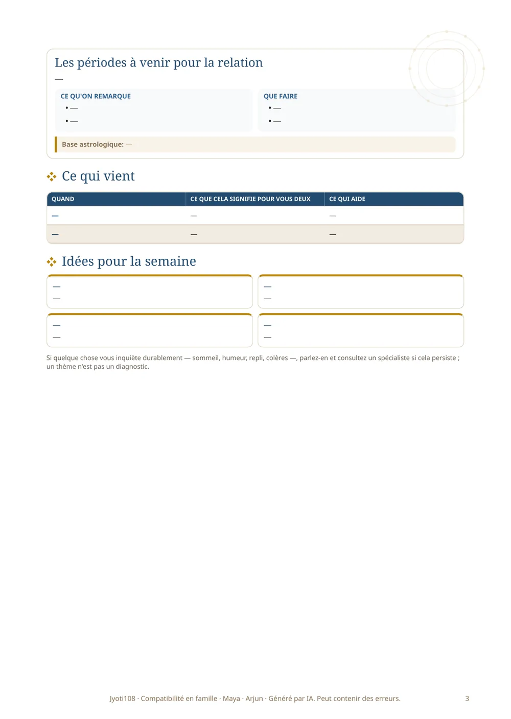 Compatibilité familiale — Page d'exemple 3