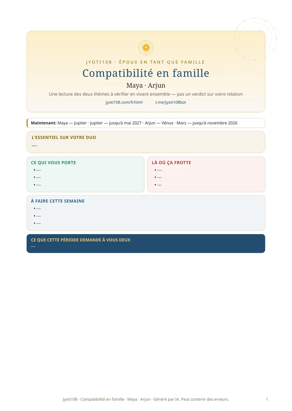 Compatibilité familiale — Page d'exemple 1