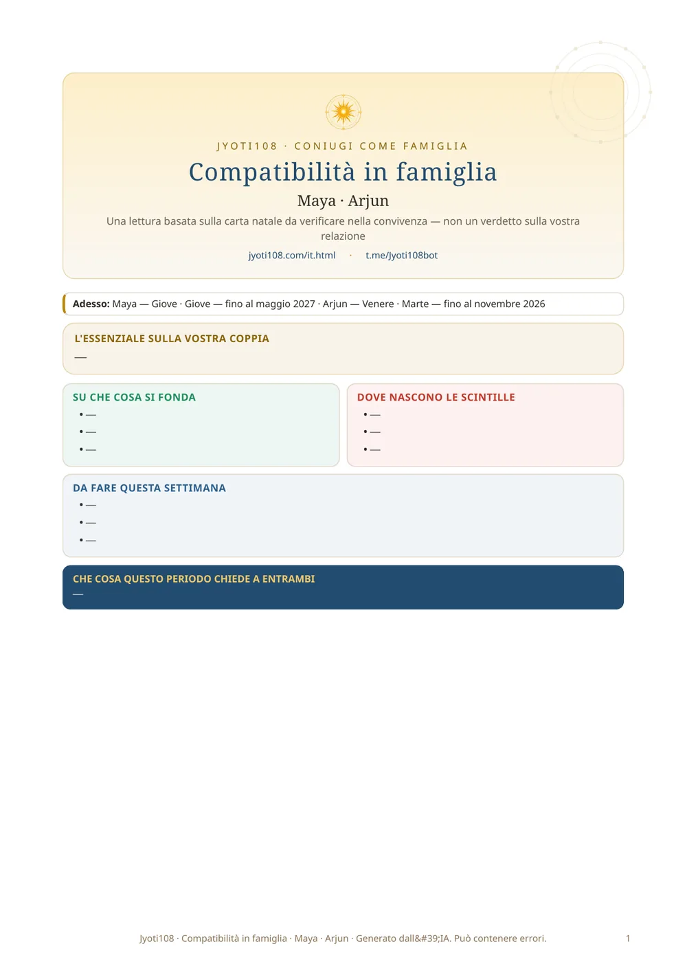 Compatibilità familiare — Pagina di esempio 1