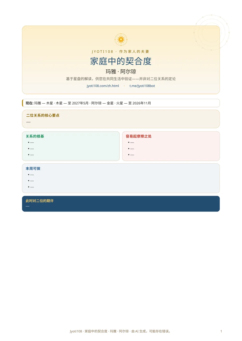 家庭契合度 — 示例页 1